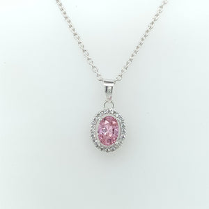 Sterling Silver Pink CZ Cluster Pendant