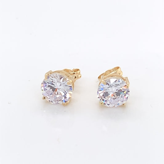 9ct Gold 7mm CZ 4-Claw Stud Earrings GEZ710