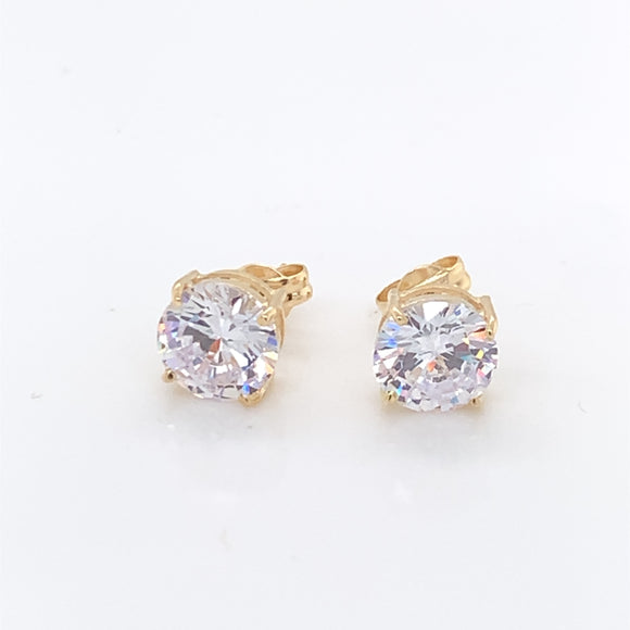 9ct Gold 7mm CZ 4-Claw Stud Earrings GEZ710