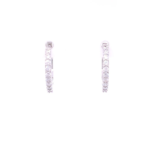 Sterling Silver 16mm CZ Huggie Hoop Earrings SE3249