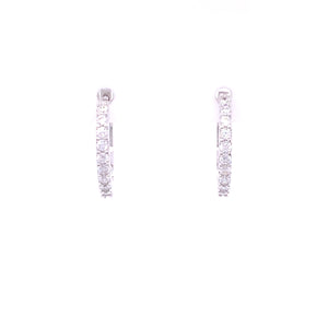 Sterling Silver 16mm CZ Huggie Hoop Earrings