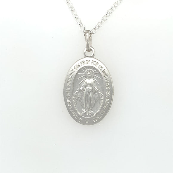 Sterling Silver 20mm Miraculous Medal Matte Finish