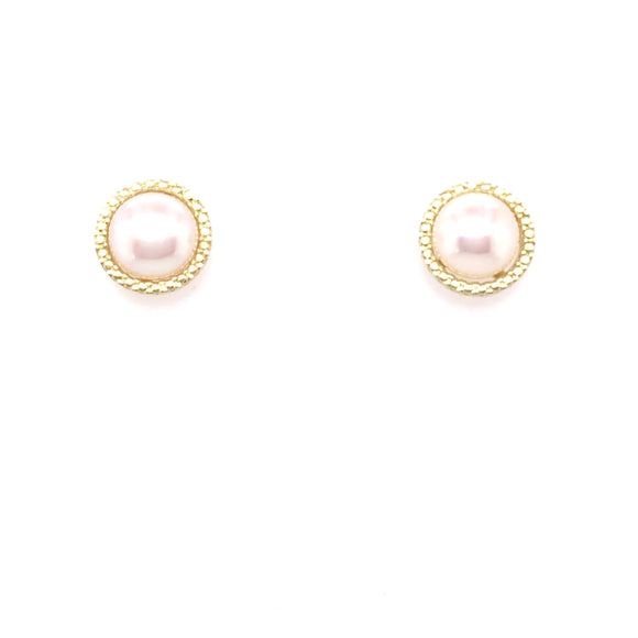 9ct Gold Pearl Cut-edge Stud Earrings