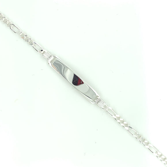 Sterling Silver 17.5cm Engravable Figaro Identity Bracelet