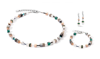 COEUR DE LION GeoCUBE® Iconic necklace rose gold white & dark green