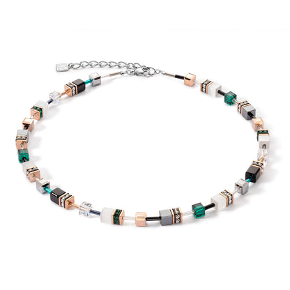 COEUR DE LION GeoCUBE® Iconic necklace rose gold white & dark green