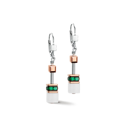 COEUR DE LION GeoCUBE® Iconic earrings rose gold white & dark green