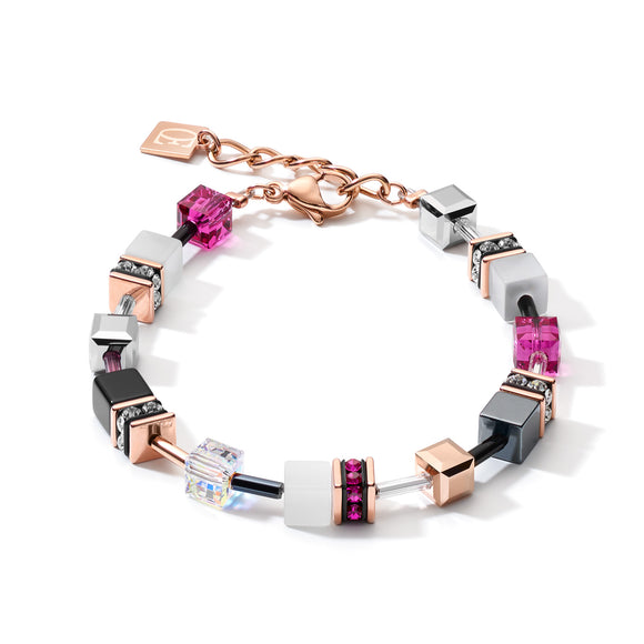 COEUR DE LION GeoCUBE® Bracelet rose gold, white & pink