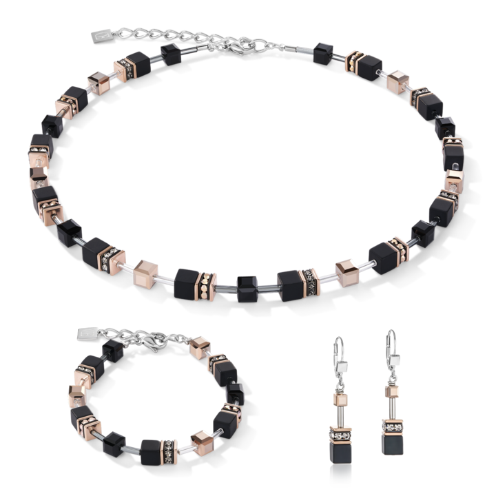 COEUR DE LIONGeoCUBE® Necklace onyx black-rose gold