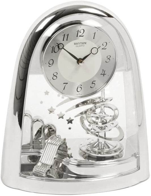 Rhythm Silver Shooting Stars Quartz Anniversary Mantel Clock