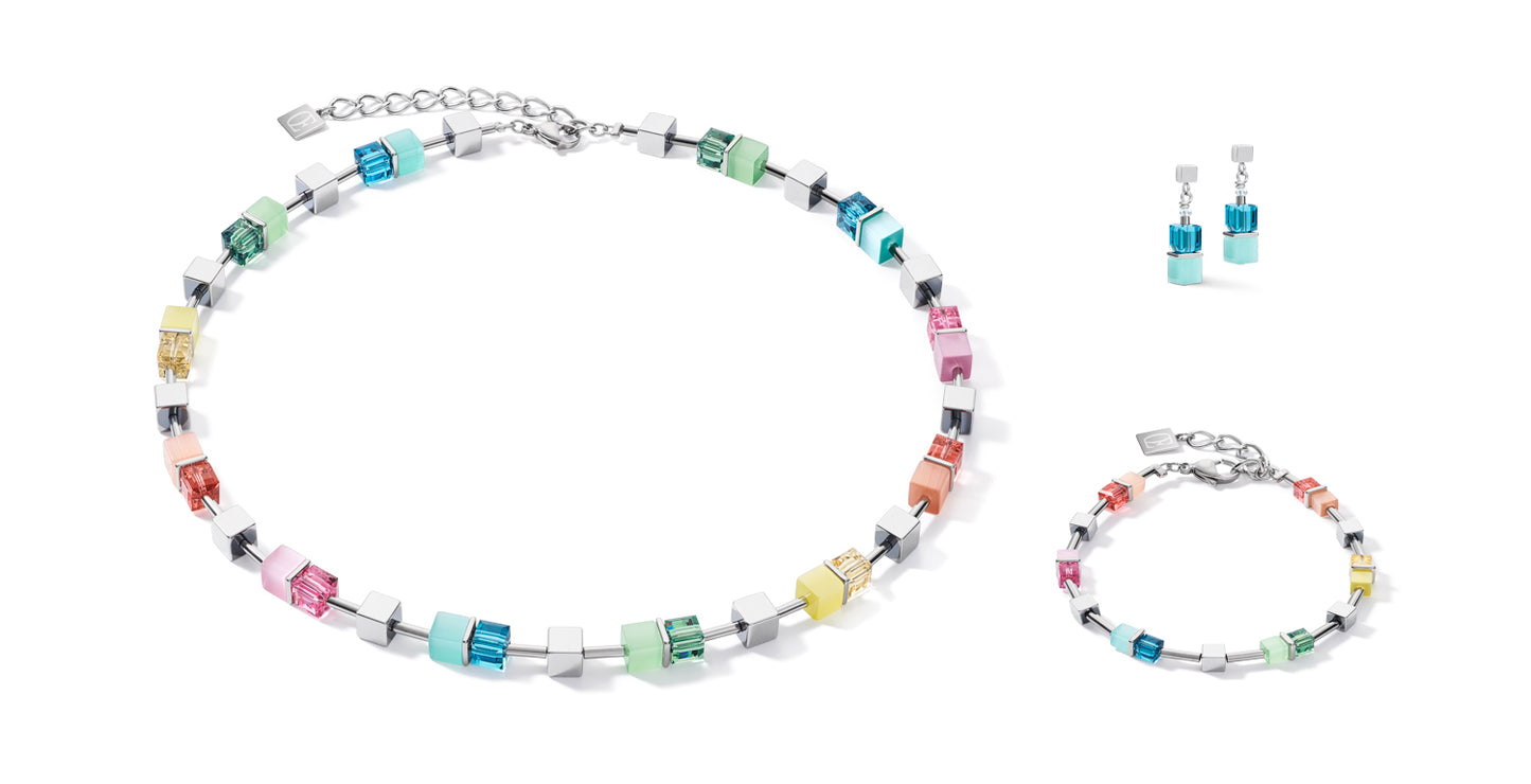 COEUR DE LION Bracelet GeoCUBE® colour couple haematite multicolour spring-silver