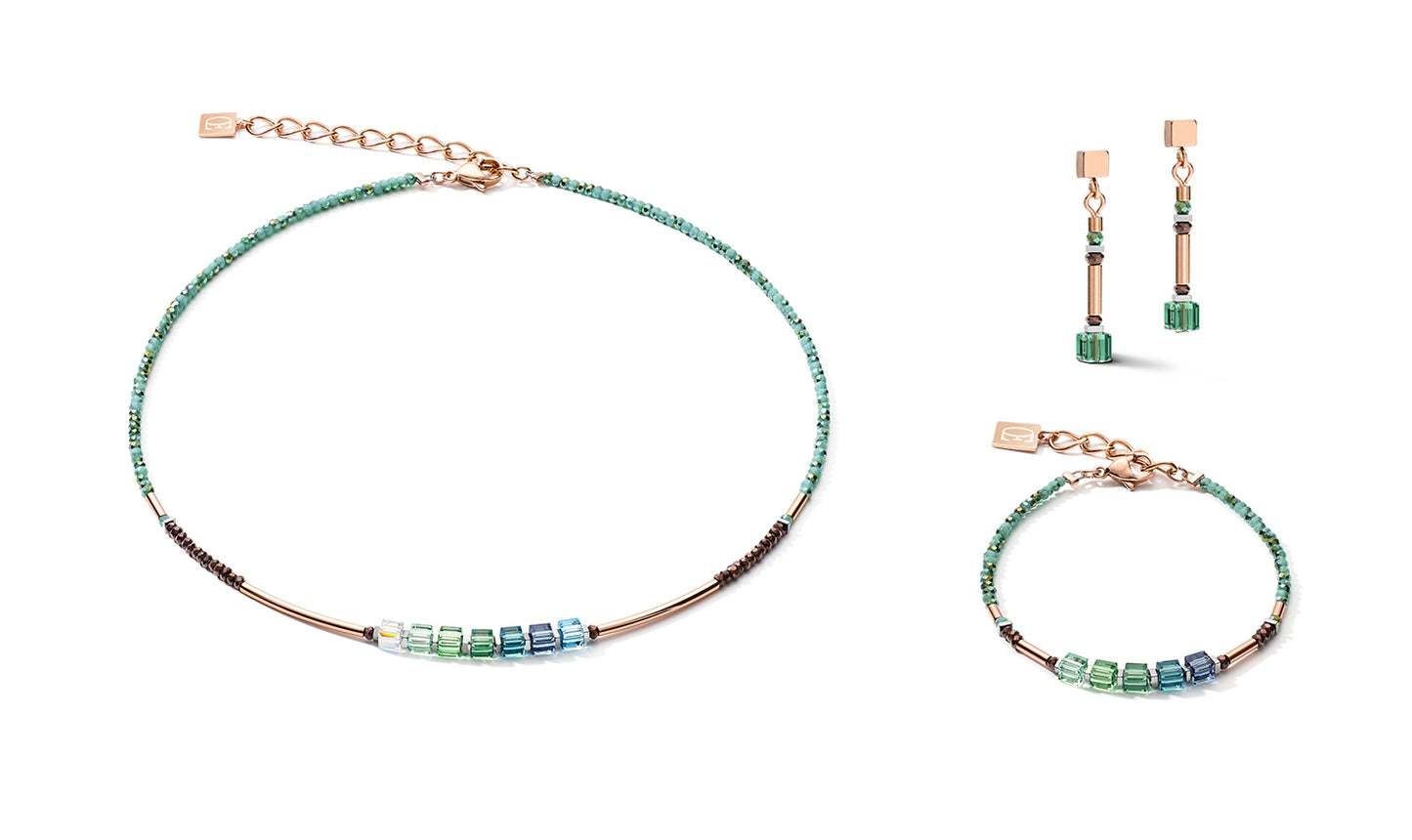 COEUR DE LION Necklace GeoCUBE® shades of green-petrol