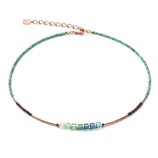 COEUR DE LION Necklace GeoCUBE® shades of green-petrol