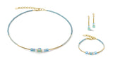 COEUR DE LION Cube Story Minimalistic earrings gold-turquoise
