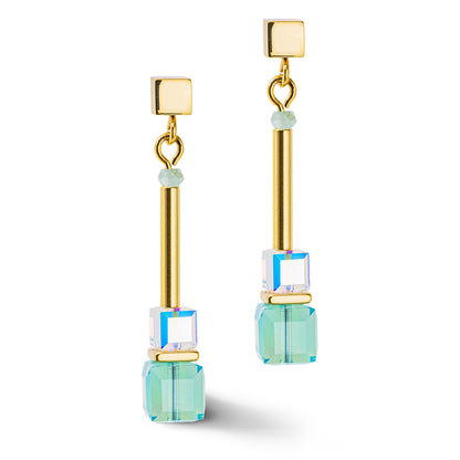 COEUR DE LION Cube Story Minimalistic earrings gold-turquoise