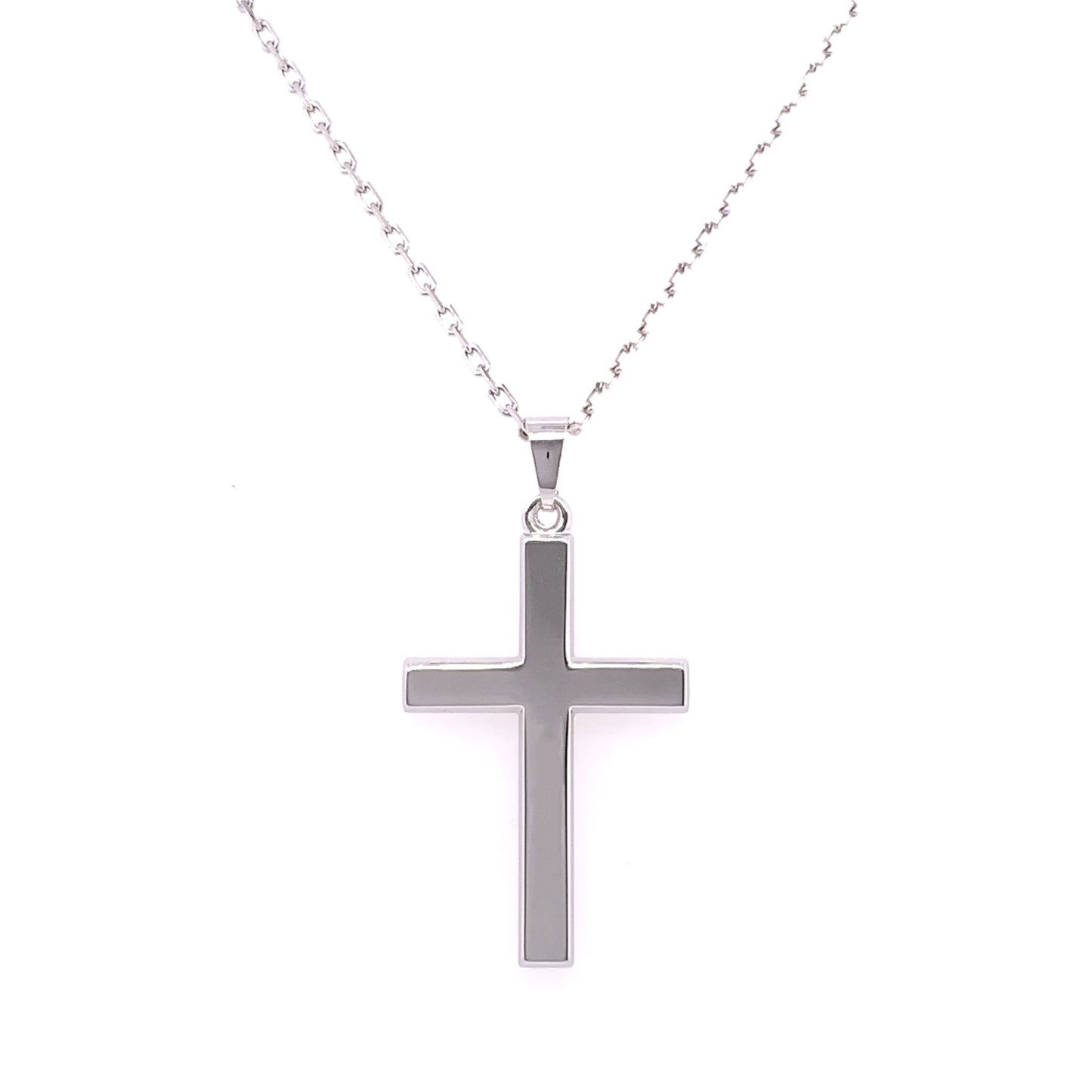 Sterling Silver Plain Men's Cross 20 inch Chain SP528/B