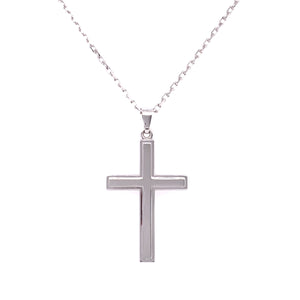 Sterling Silver Edged Men's Cross 20 inch Chain