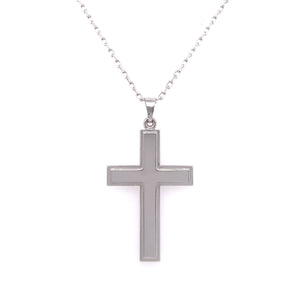 Sterling Silver Edged Men's Cross 20 inch Chain