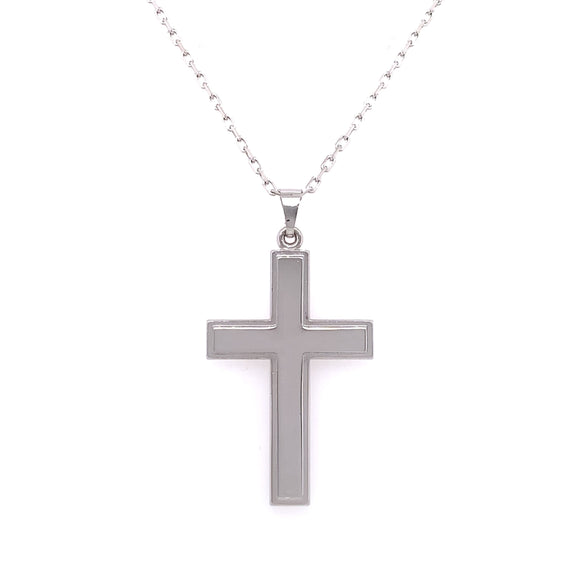 Sterling Silver Edged Men's Cross 20 inch Chain SP5326