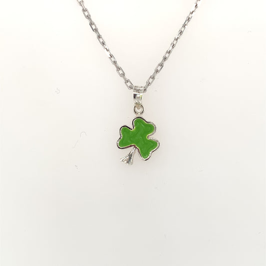 Sterling Silver Green Enamel Shamrock Pendant SP5405