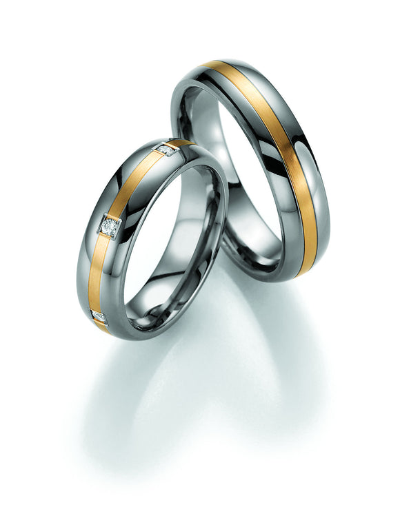 Titanium Wedding Ring with Yellow Gold Centre Stripe