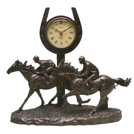 Juliana Bronze Horseshoe & Riders Quartz Mantel Clock 5661