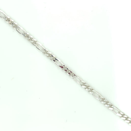 Sterling Silver Light Figaro Charm Bracelet 57/7