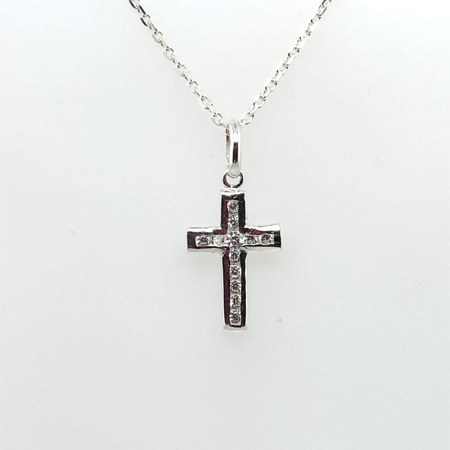 Sterling Silver CZ Cross 66CZ