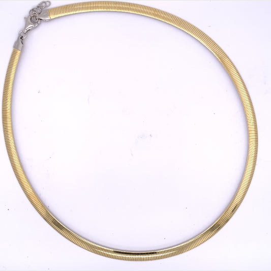 Sterling Silver 18ct Gold Bi-colour 6mm Omega Necklace