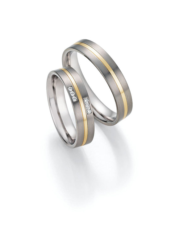 Titanium Wedding Ring with Yellow Gold Centre Band 5mm