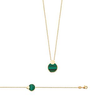 Amèlie 18ct Gold-Plated Malachite Bracelet 87332918