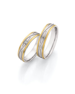 Steel Wedding Ring with Yellow Gold Edges