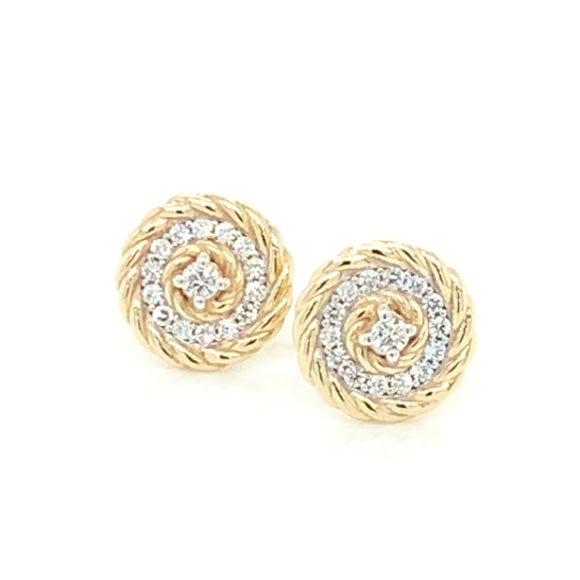 9ct Gold Two-tone CZ Target Stud Earrings