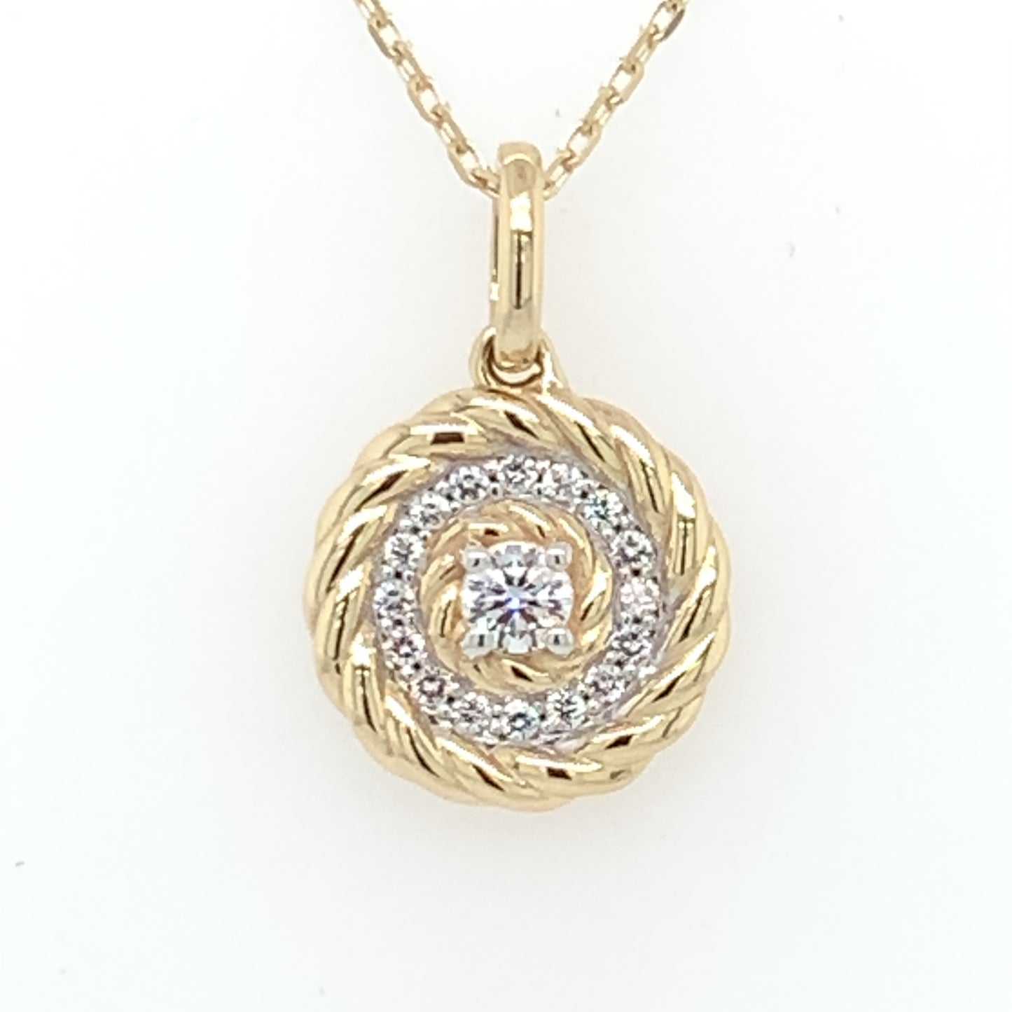 9ct Gold Two-tone CZ Target Pendant