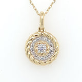 9ct Gold Two-tone CZ Target Pendant