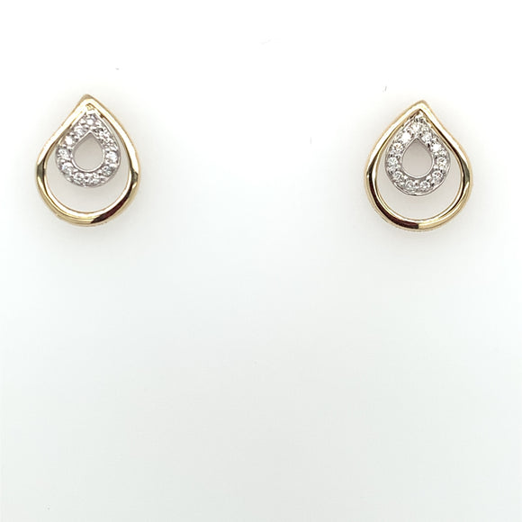 9ct Gold Diamond 0..066ct Teardrop Stud Earrings