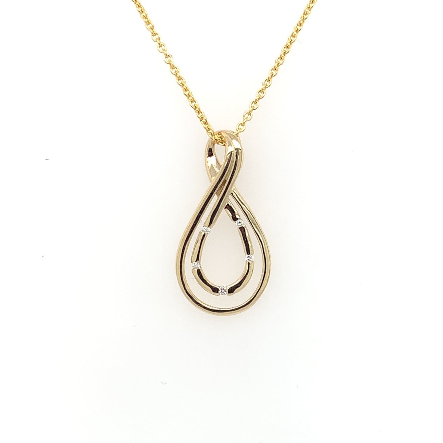 9ct Gold Diamond  Double Swirl Pendant