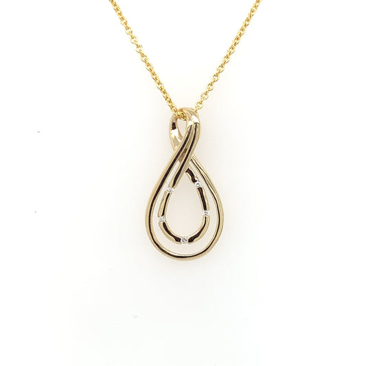 9ct Gold Diamond  Double Swirl Pendant