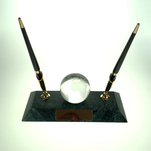 Glass Globe Double Marble Penstand 94-7106
