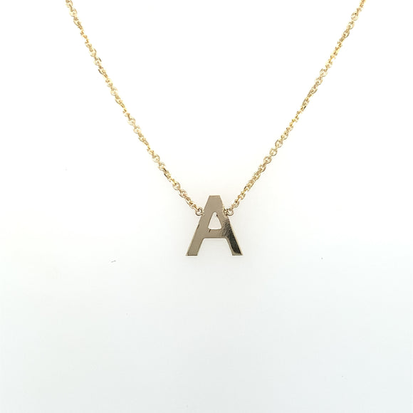 9ct Gold 7mm Block Initial on chain
