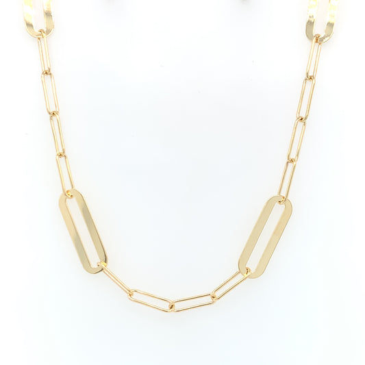 9ct Gold Long Paperlink Necklace & Bracelet Set