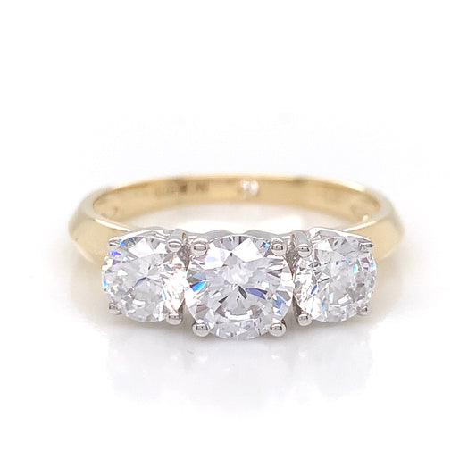 9ct Gold Large Graduated CZ Trilogy Ring