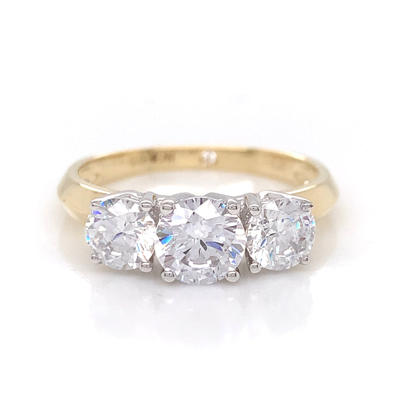 9ct Gold Large Graduated CZ Trilogy Ring