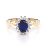 9ct Gold Sapphire Blue CZ Cluster Ring