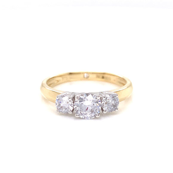 9ct Gold Graduated CZ Trilogy Ring