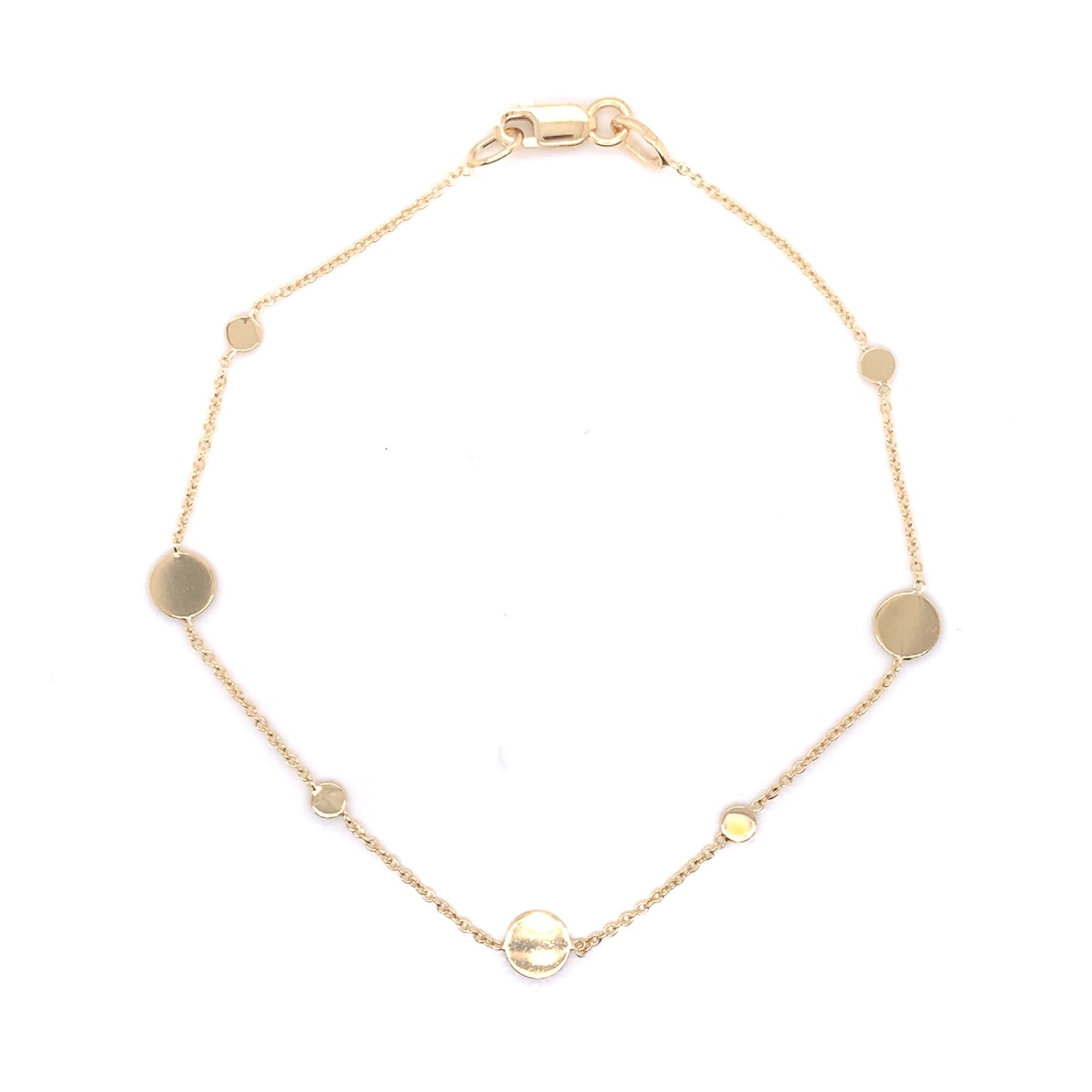 9ct Gold Polished Disk Necklace & Bracelet Set