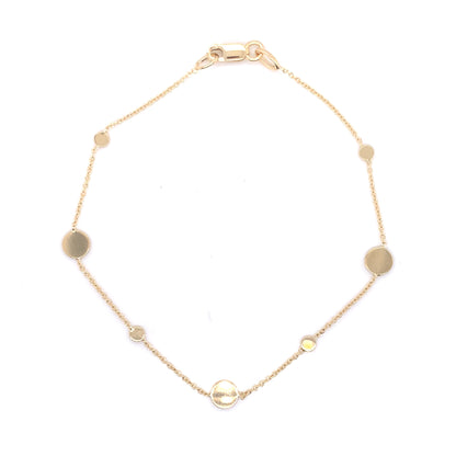 9ct Gold Polished Disk Necklace & Bracelet Set