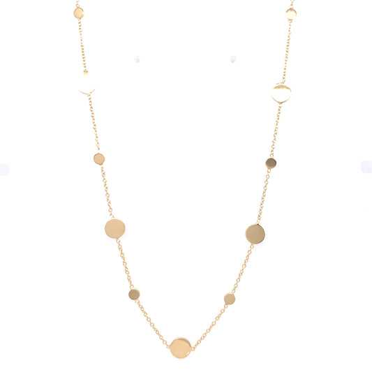 9ct Gold Polished Disk Necklace & Bracelet Set