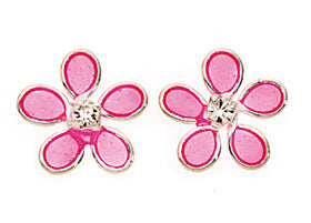 Pink Flower Stud Earrings