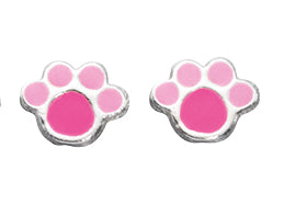 Pink Pawprint Stud Earrings